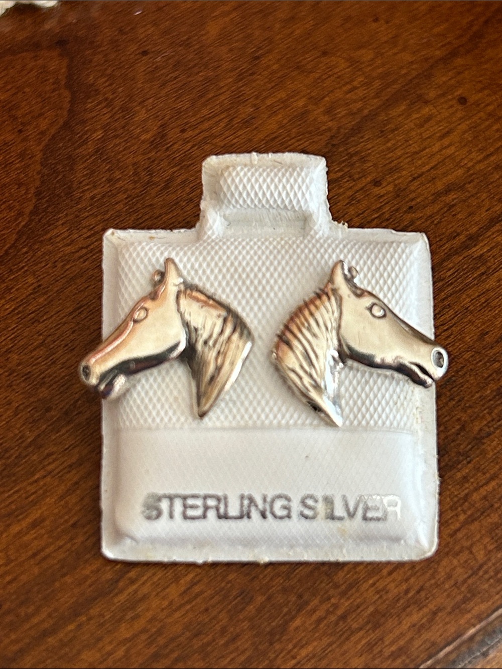 Sterling Silver Horse Head Stud Earrings - Silver